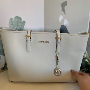 Michael Kors white tote bag